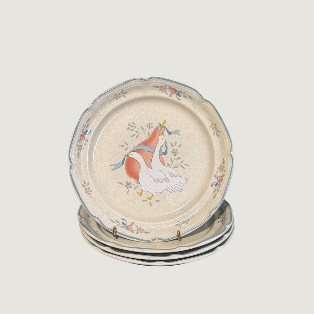 Four International Stoneware Marmalade Japan Geese 7.5" Salad Plates